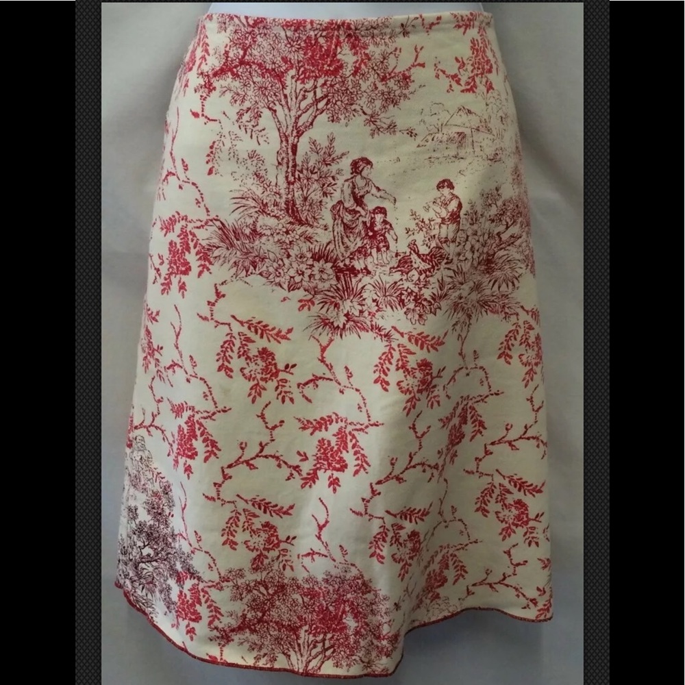 FREE PEOPLE Toile Red Ivory Cotton A Line Skirt - Picture 1 of 6
